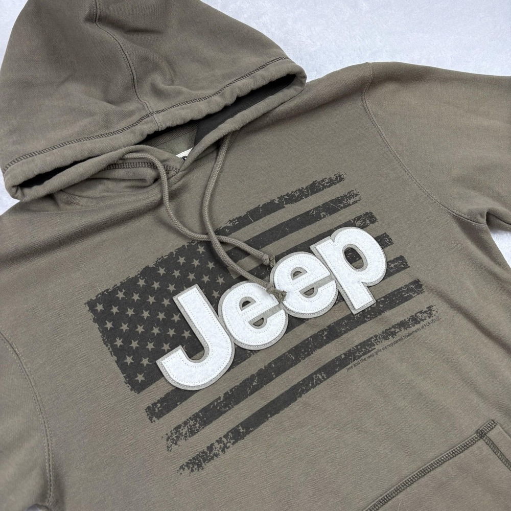 JEDCO Hoodie Mens M Green Pullover Fleece Hooded Pockets Graphic USA Logo